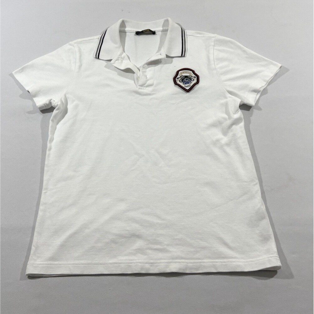 Cavalli Class Polo Shirt Mens White Logo Short Sleeve Slim Fit Short Sleeve Sz S
